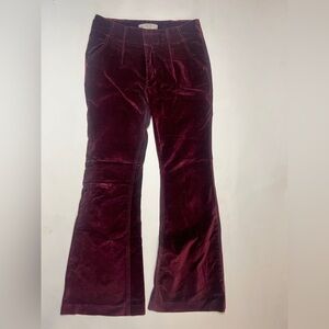 Free People Velvet Flare Pants in Rich Burgundy